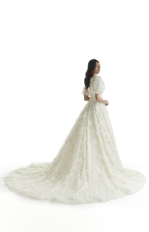 Mori Lee 30172 Natasha Puff Sleeve Scoop Neck Wedding Gown