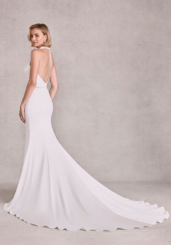 Mori Lee 15101 Sandie Halter Neck Beaded Back Satin Bridal Gown
