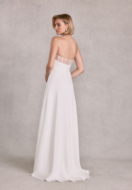 Mori Lee 15102 Sibhon Illusion Back Draped A-Line Bridal Gown