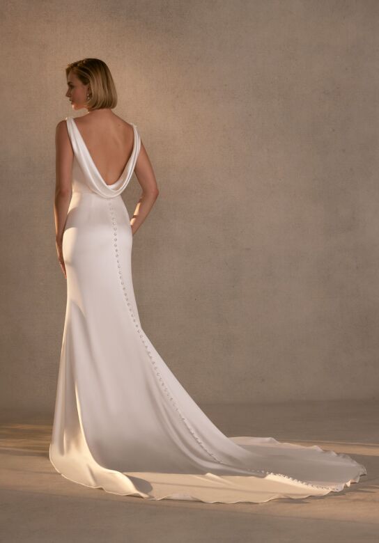 Mori Lee 15107 Syndie Cowl Back Sleeveless Satin Bridal Gown