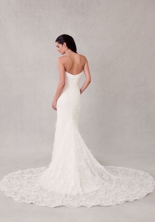 Mori Lee 2701 Sawyer Cowl Neck Sheer Train Wedding Dress