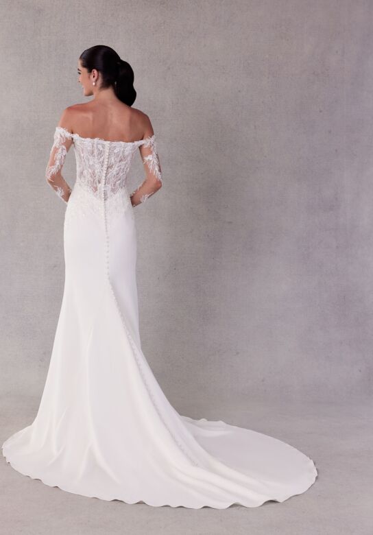 Mori Lee 2702 Soraya Lace Off-The-Shoulder Side Slit Wedding Dress
