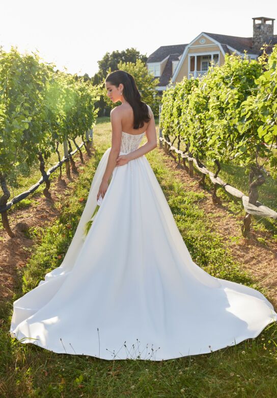 Mori Lee 2708 Sabrine Bow Neck Strapless Satin Wedding Dress