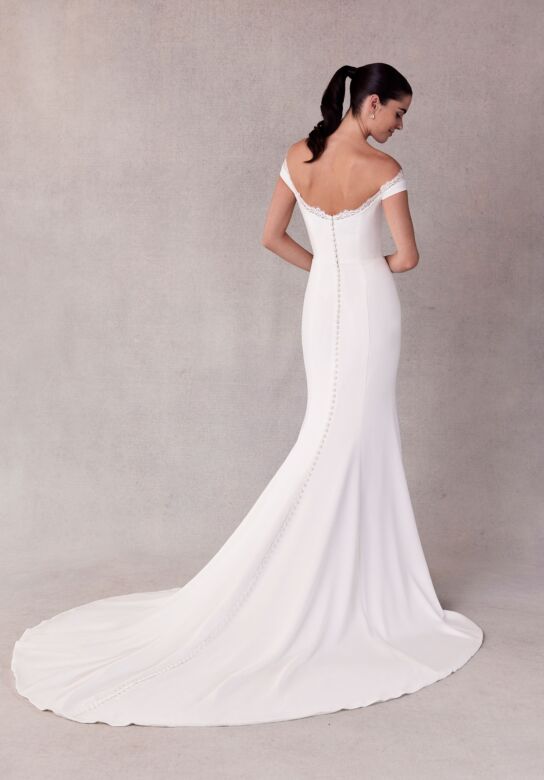 Mori Lee 2711 Scottie Back Button Off-The-Shoulder Wedding Dress