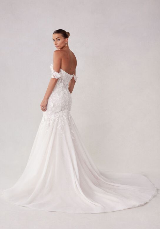 Mori Lee 2718 Sylvie Off-The-Shoulder Back Button Lace Wedding Gown