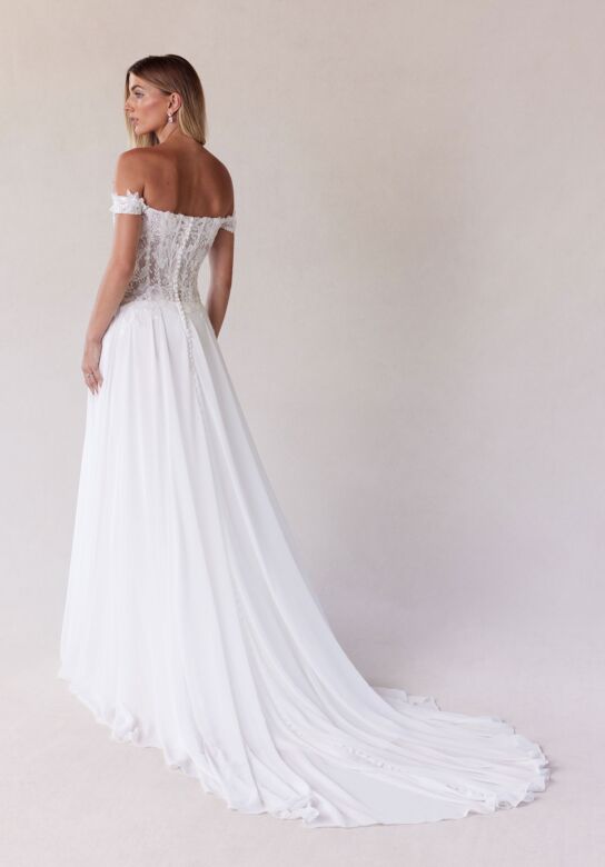 Mori Lee 2719 Sevren Lace Bodice Off-The-Shoulder A-Line Wedding Gown