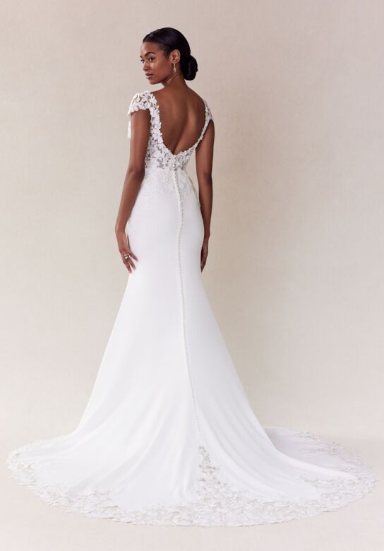 Mori Lee 2722 Shay Lace Bodice Scoop Back Wedding Gown
