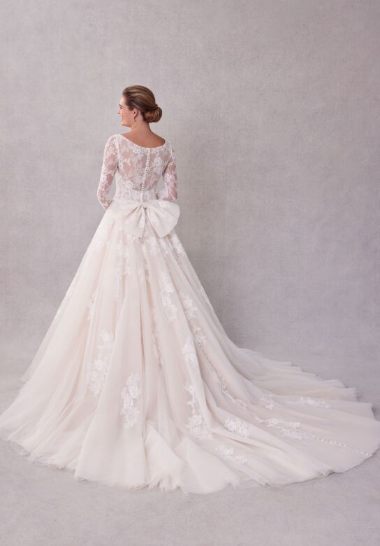 Mori Lee 2733 Stelle Bateau Neck Back Bow Lace Bridal Dress