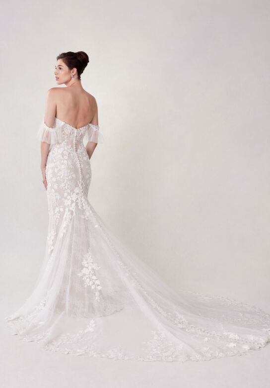 Mori Lee 2737 Stormi Flutter Sleeve Sheer Train Lace Bridal Dress