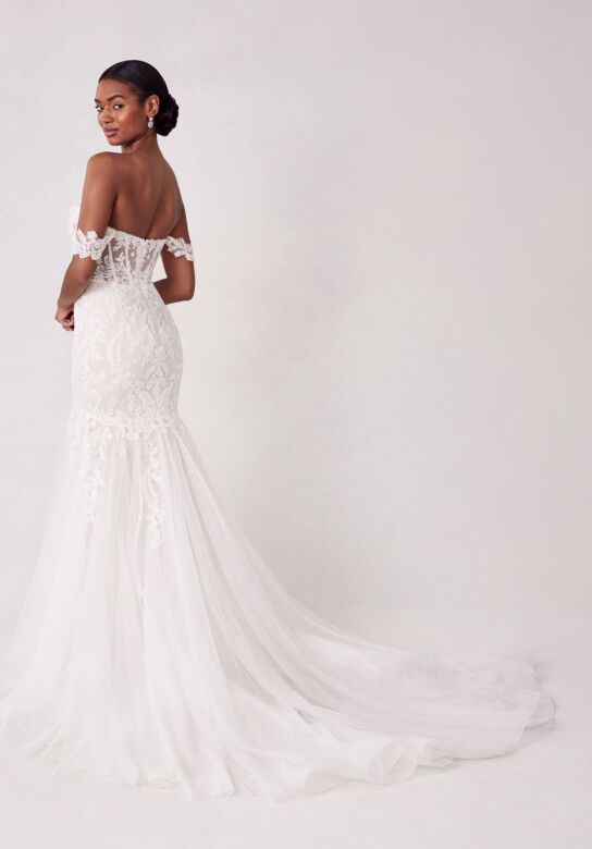 Mori Lee 2742 Sunrose Sheer Back Off-The-Shoulder Lace Bridal Dress