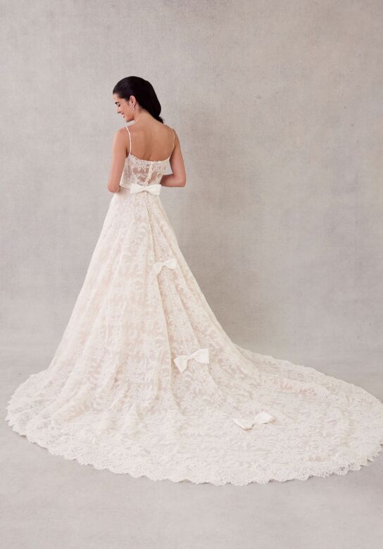Mori Lee 2748 Speare Bow Back Scallop Hem Lace Bridal Gown