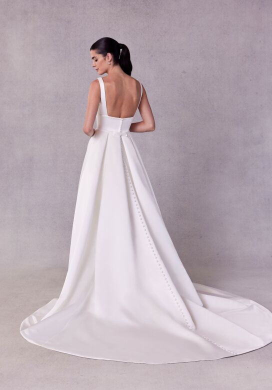 Mori Lee 2749 Seline Square Neck Double Waistband Satin Bridal Gown