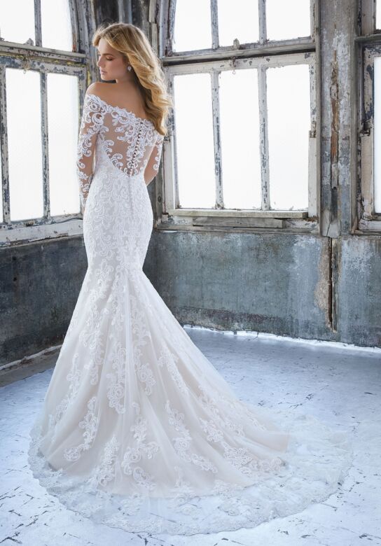 Mori Lee 8207 Karlee Off-The-Shoulder Long Sleeve Bridal Dress