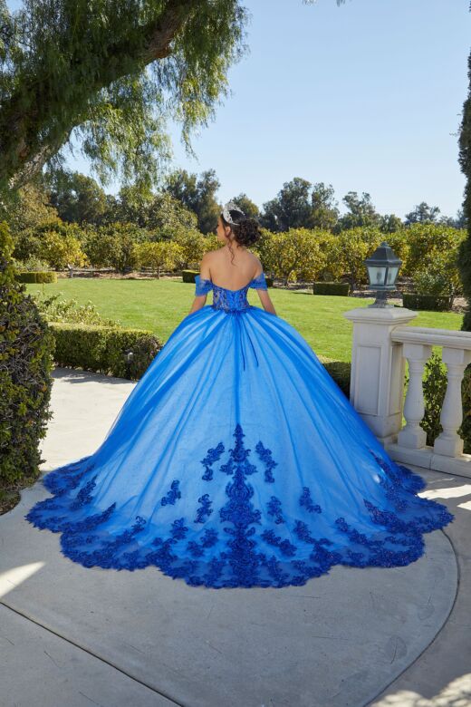 Mori Lee 89427 Scalloped Train Sheer Bodice Quince Gown