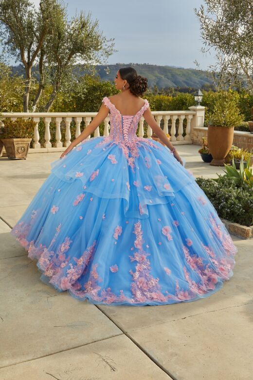 Mori Lee 89437 3D Flowers Peplum Skirt Sweet 16 Gown