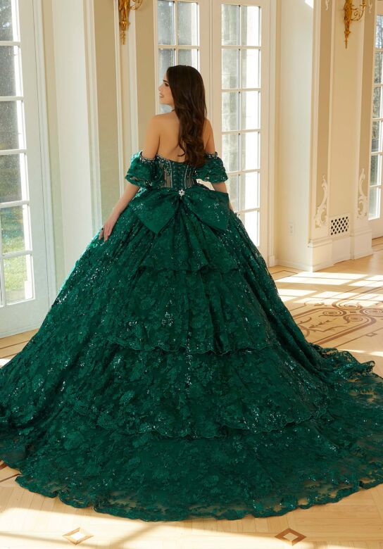 Mori Lee 34114 Sheer Bodice Off-The-Shoulder Quince Dress