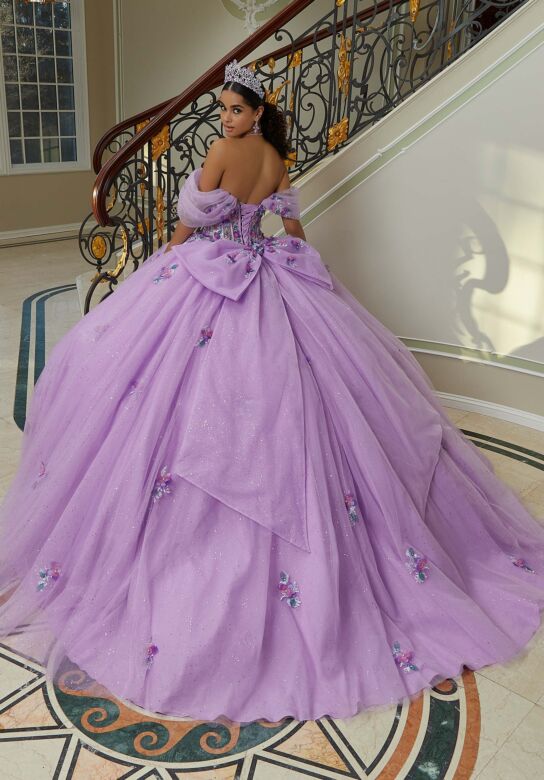 Mori Lee 60202 Off-The-Shoulder Bow Back Quince Gown