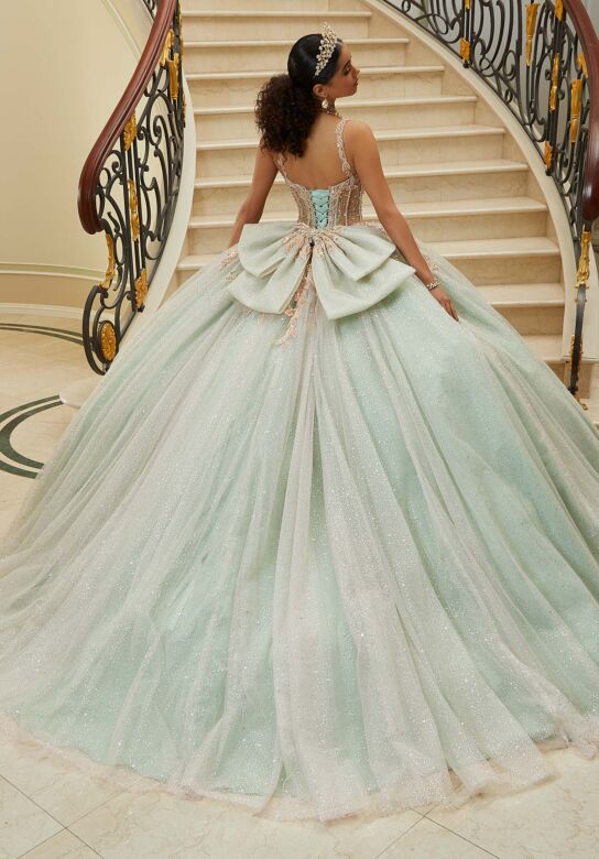 Mori Lee 89471 Sheer Bodice Back Bow Quinceanera Gown