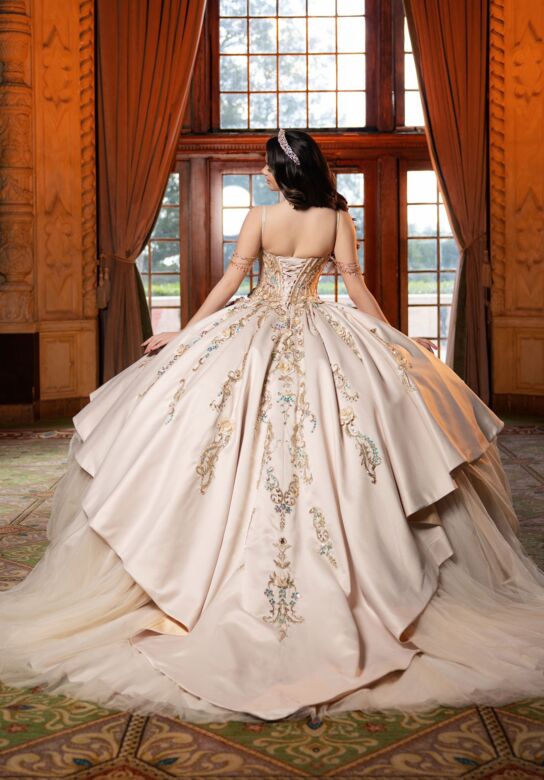 Mori Lee 4080042 Celina Sweetheart Neck Creamgold Quince Dress