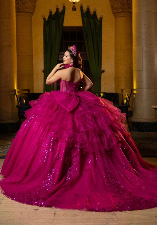 Mori Lee 4080048 Candelaria Magenta Ruffle Skirt Quinceanera Dress