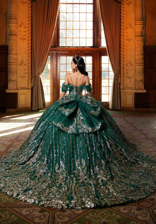 Mori Lee 4080053 Cynthia Tulle Draped Sleeve Back Bow Sweet 16 Dress
