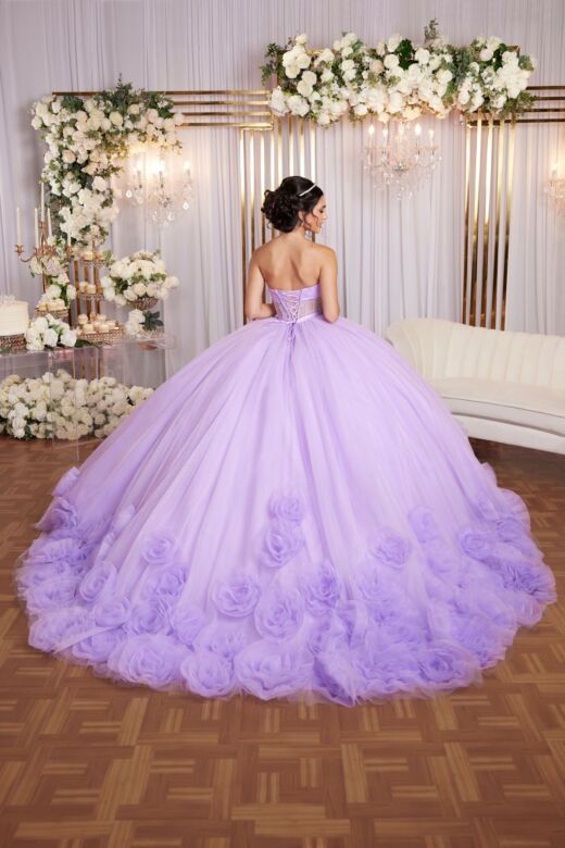 Mori Lee 89524 Sweetheart Neck Sheer Bodice Rosette Hem Dress