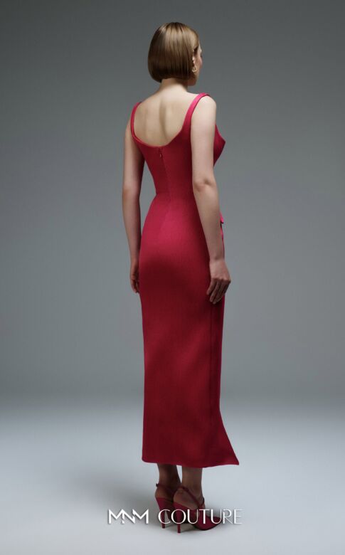 MNM Couture E0109 Slim Strap Peek-A-Boo Neck Red Dress