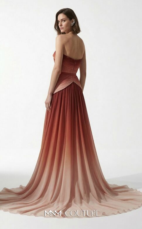 MNM Couture E0153 Ruched Bodice Peplum A-Line Dress