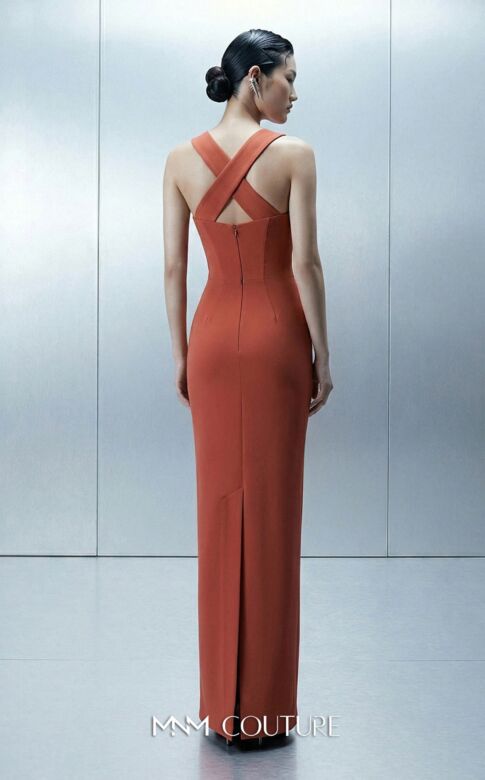 MNM Couture E0164 Cross Back Removable Cape Coral Dress