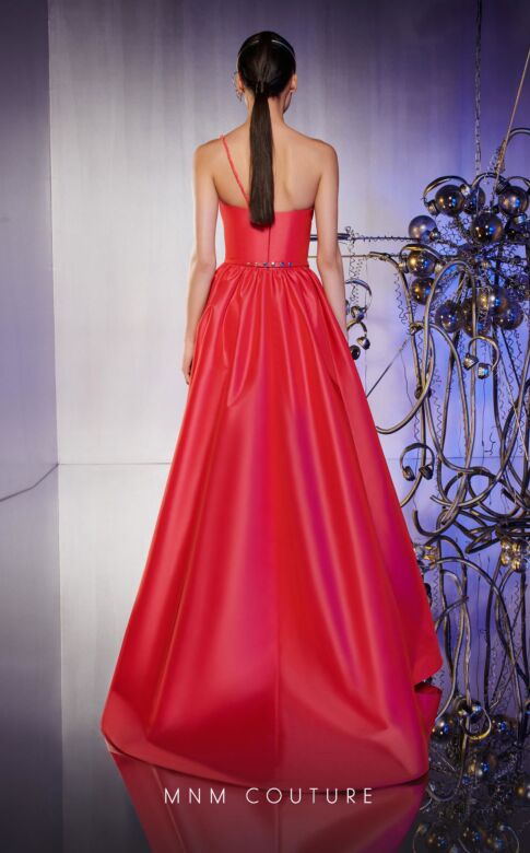 MNM Couture E0031 Detached Sleeves High Slit One Strap Dress