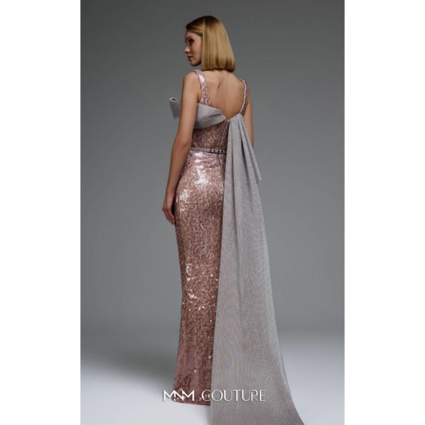 MNM Couture E0108 Watteau Train Column Sequin Dress