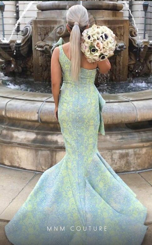 MNM Couture 2425 Mermaid Silhouette One Shoulder Dress