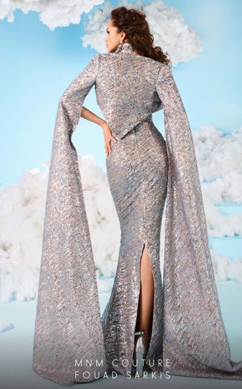 MNM Couture 2608 Bolero Jacket Scoop Neck Sequin Dress