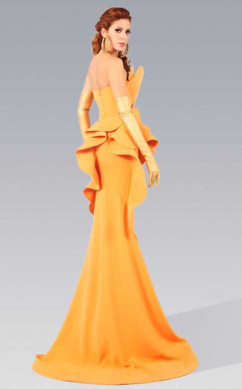 MNM Couture 2647 Ruffle Peplum Strapless Sweetheart Neck Dress