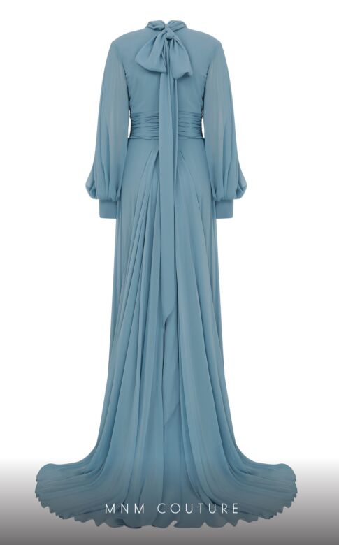 MNM Couture 2706A Split Sleeves High Neck Overskirt Jumpsuit