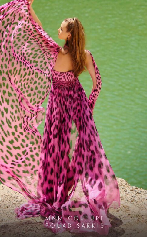MNM Couture 2750 Animal Print Long Overskirt Jumpsuit