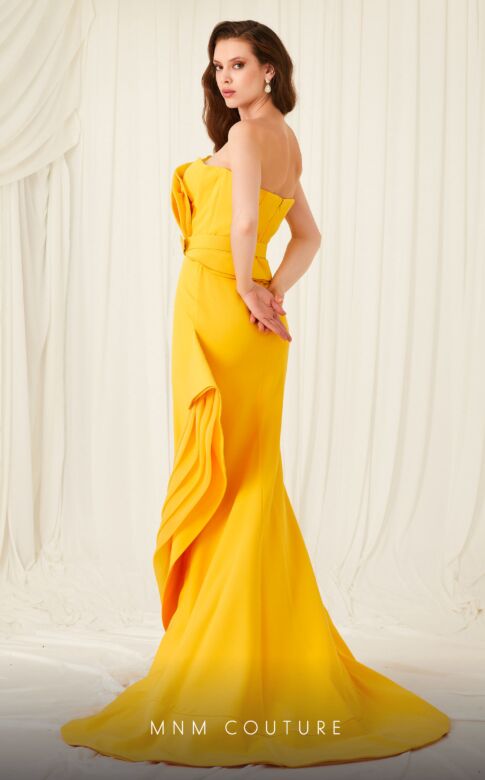MNM Couture 2755 Ruffle Skirt Wrap Top Strapless Dress