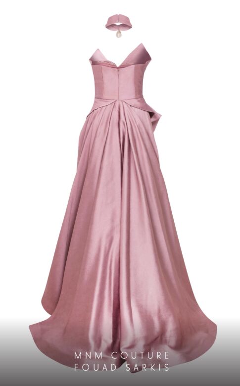 MNM Couture 2767 Peplum Skirt Beaded Choker Strapless Dress