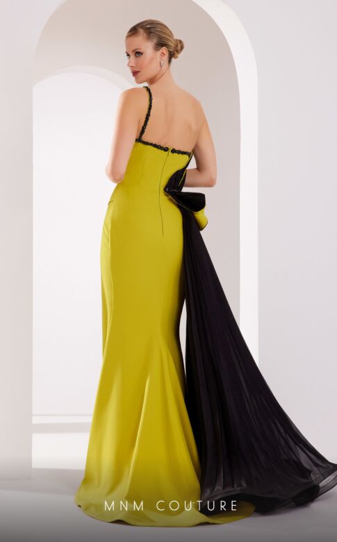 MNM Couture 2796 Side Tail Floral Top One Strap Dress