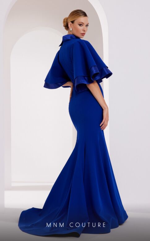MNM Couture 2798 Butterfly Sleeves High Neck Cutout Dress