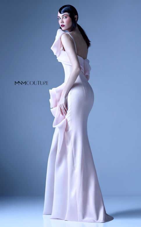 MNM Couture G0935 Rosette Slit One Shoulder Dress