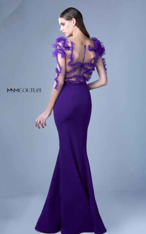 MNM Couture G1094 Illusion Back Sheer Neckline Dress