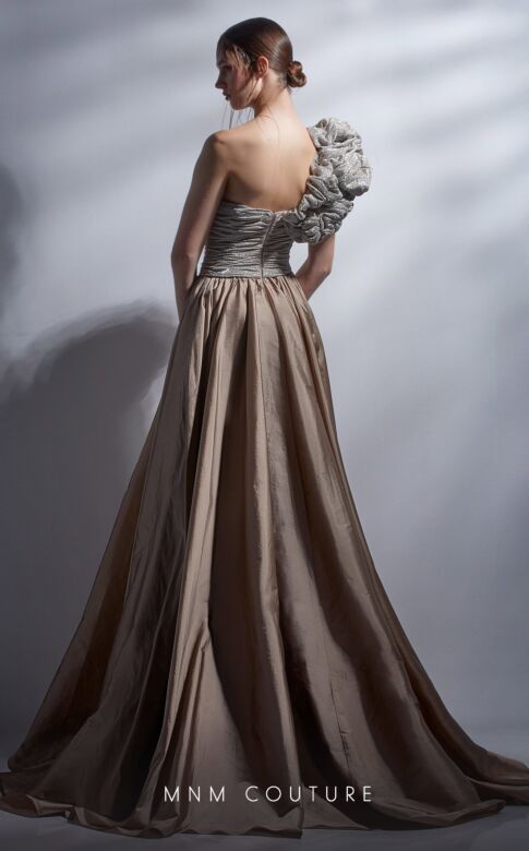 MNM Couture G1260 Glitter Top One Shoulder Dress