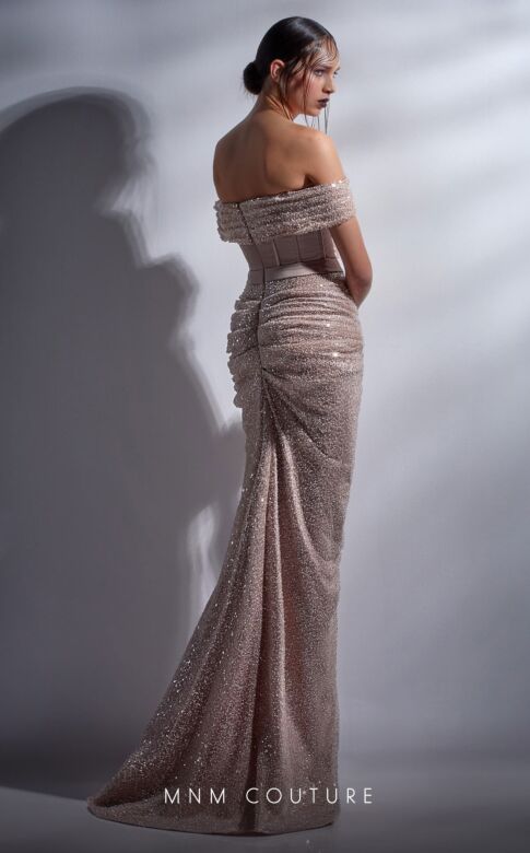 MNM Couture G1290 Off The Shoulder Corset Embellished Dress