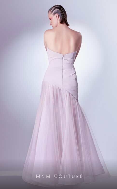 MNM Couture G1343 Pleated Top Strapless Trumpet Dress