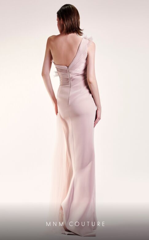 MNM Couture G1431 Side Tail Pleated One Shoulder Dress