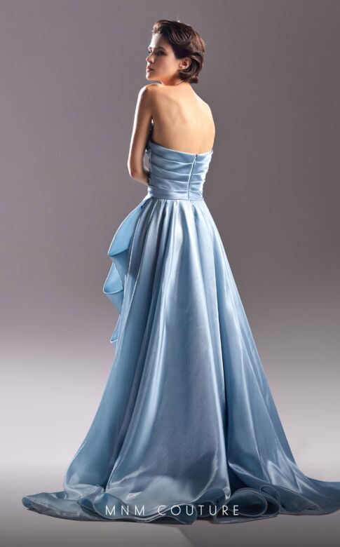 MNM Couture G1501 High Slit Pleated Top Strapless Dress