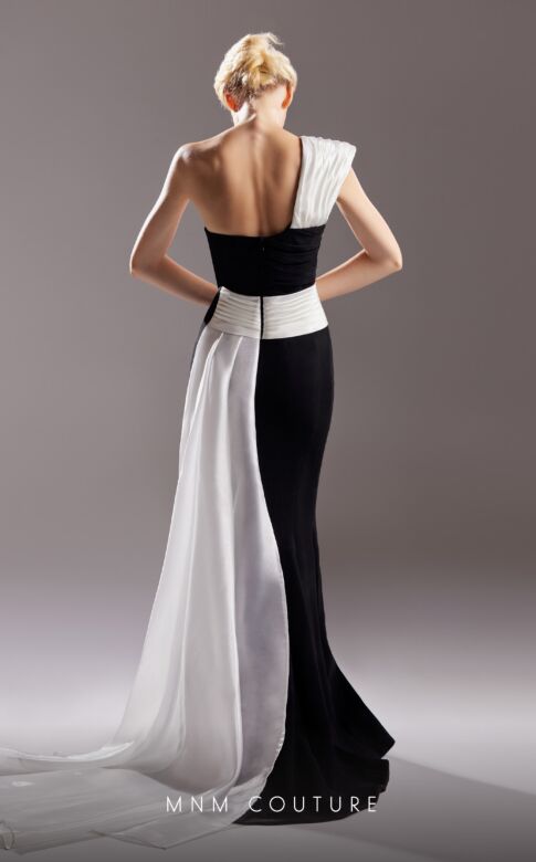 MNM Couture G1502 Side Tail Pleated One Shoulder Dress