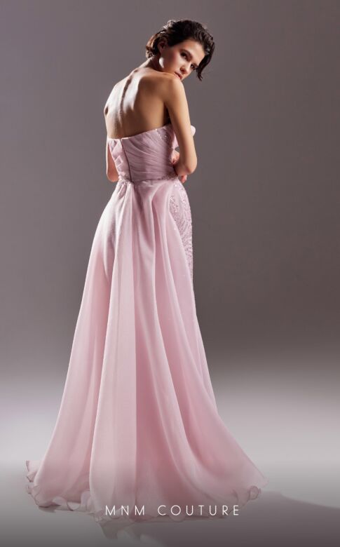 MNM Couture G1524 Long Overskirt Strapless Embellished Dress