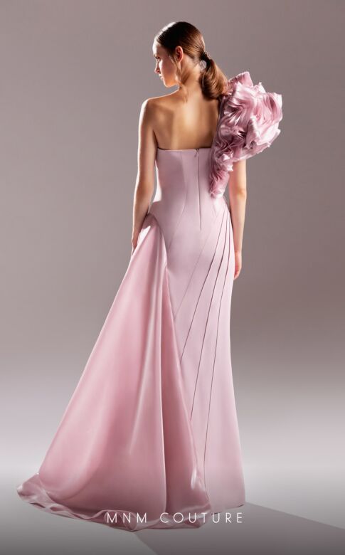 MNM Couture G1532 Side Overskirt Ruffled One Shoulder Dress